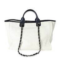 Chanel White Navy Mixed Fibres Large Deauville Tote