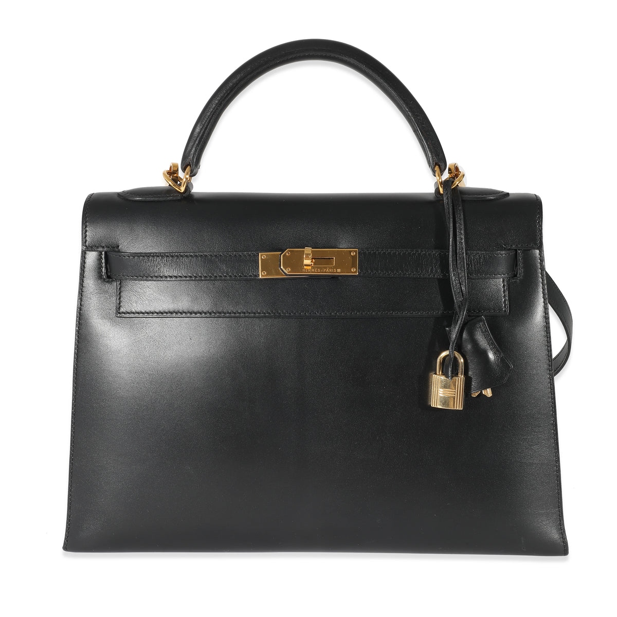 Hermès Vintage Black Box Sellier Kelly 32 GHW