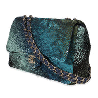 Chanel Blue Ombré Sequin Medium Classic Single Flap Bag