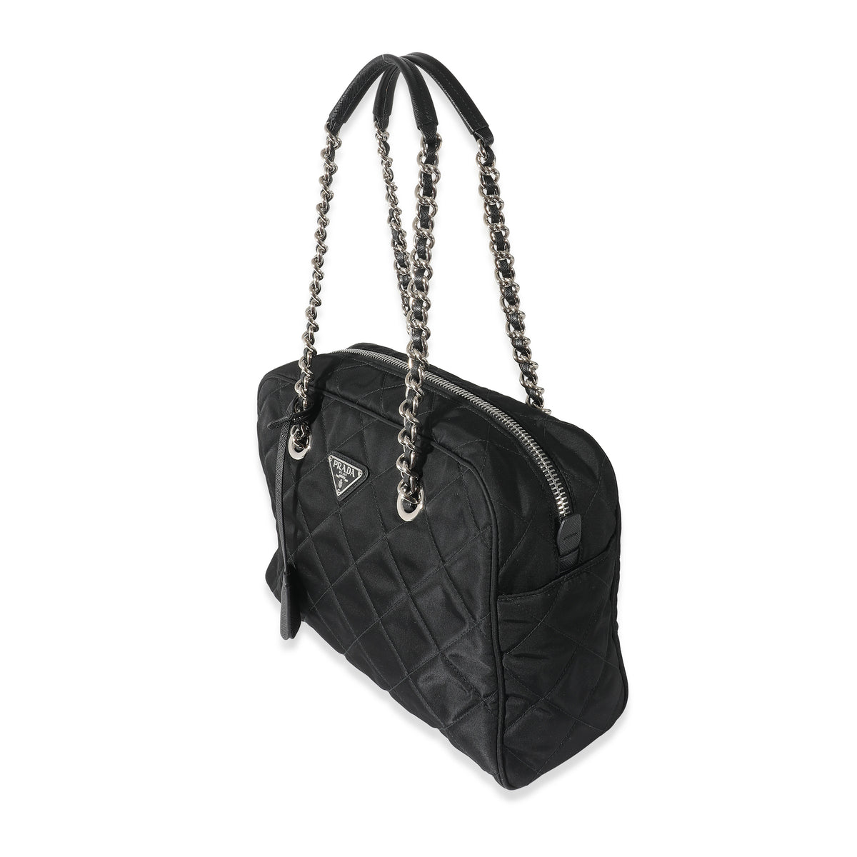 Prada Womens Black Tessuto Nylon Quilted Shoulder Bag 1BB903 