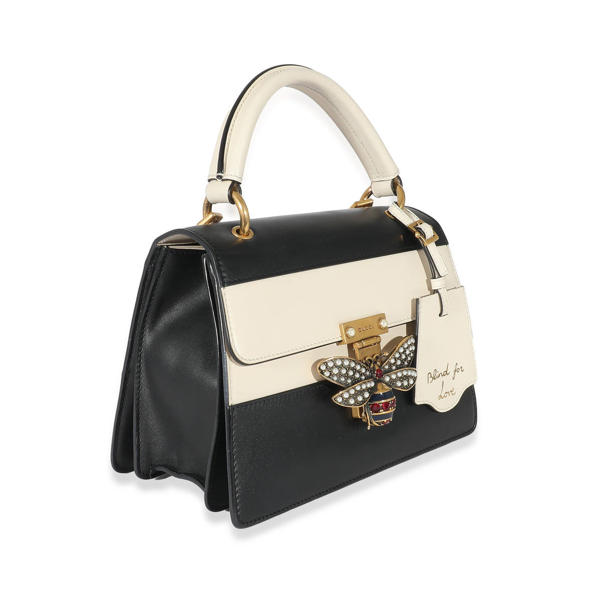 Gucci Mystic White Black Calfskin Small Queen Margaret Top Handle