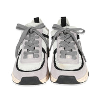 Chanel Grey White Mesh Suede CC Knit Runners 39