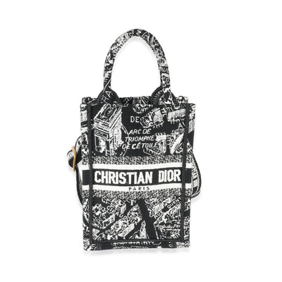 Christian Dior Black Plan De Paris Canvas Mini Dior Book Tote Phone Bag