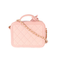 Chanel Pink Quilted Caviar CC Mini Filigree Vanity Case