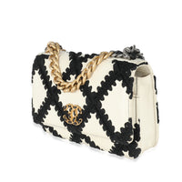 Chanel White Black Calfskin Crochet Chanel 19 Wallet On Chain