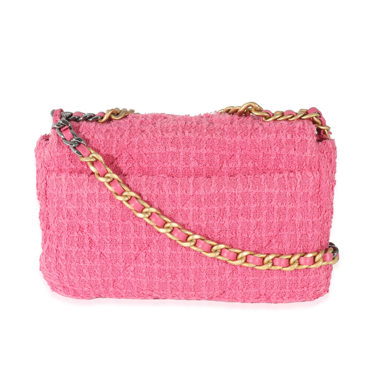 Chanel Pink Tweed Small Chanel 19 Flap Bag