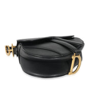 Christian Dior Black Grained Calfskin Mini Saddle Bag