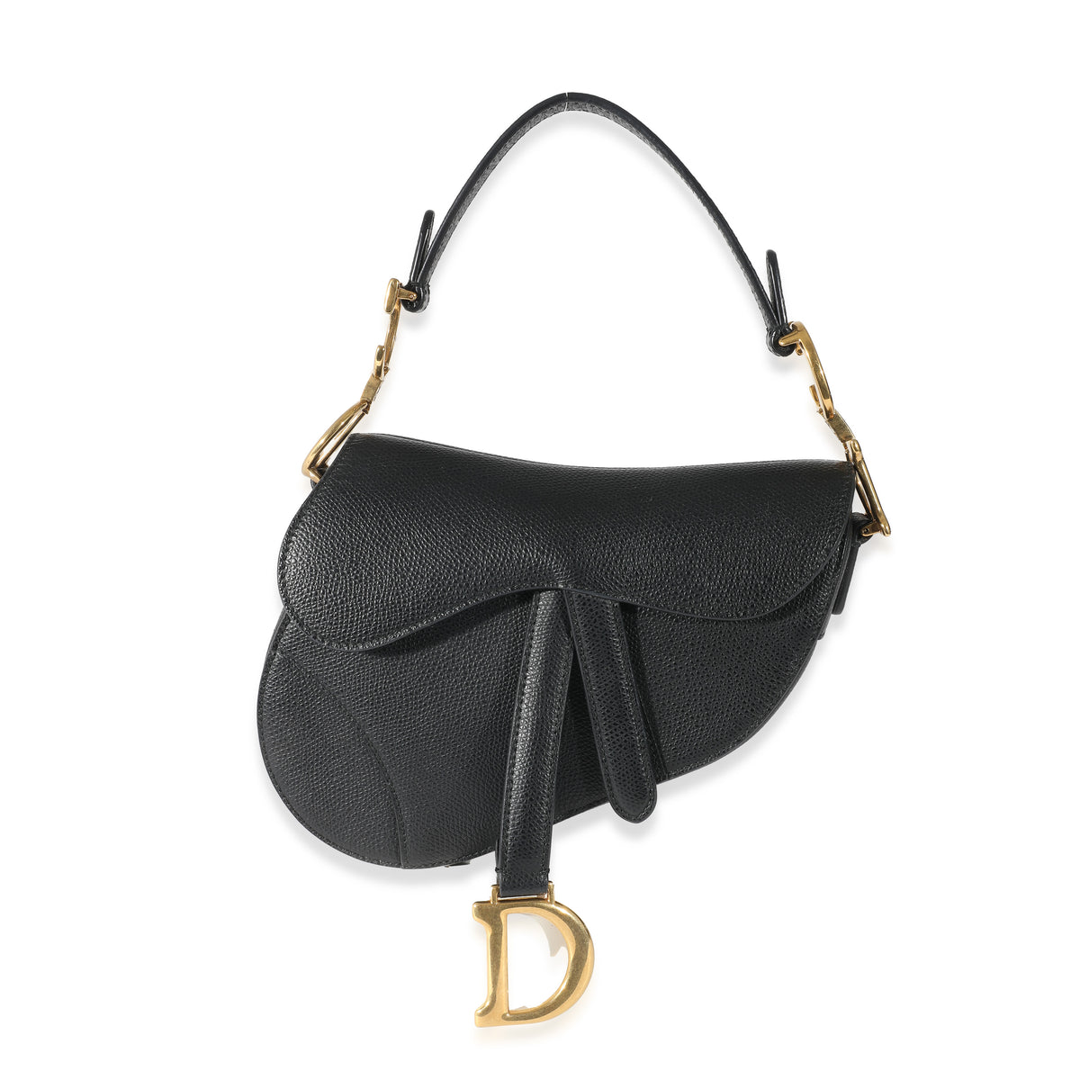 Christian Dior Black Grained Calfskin Mini Saddle Bag