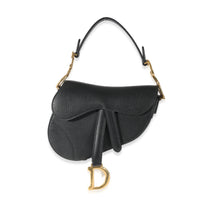 Christian Dior Black Grained Calfskin Mini Saddle Bag