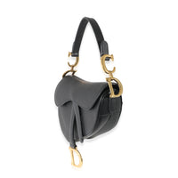 Christian Dior Black Grained Calfskin Mini Saddle Bag