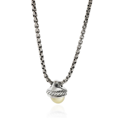 David Yurman Acorn Pendant on Box Chain in Sterling Silver & 14K Yellow Gold