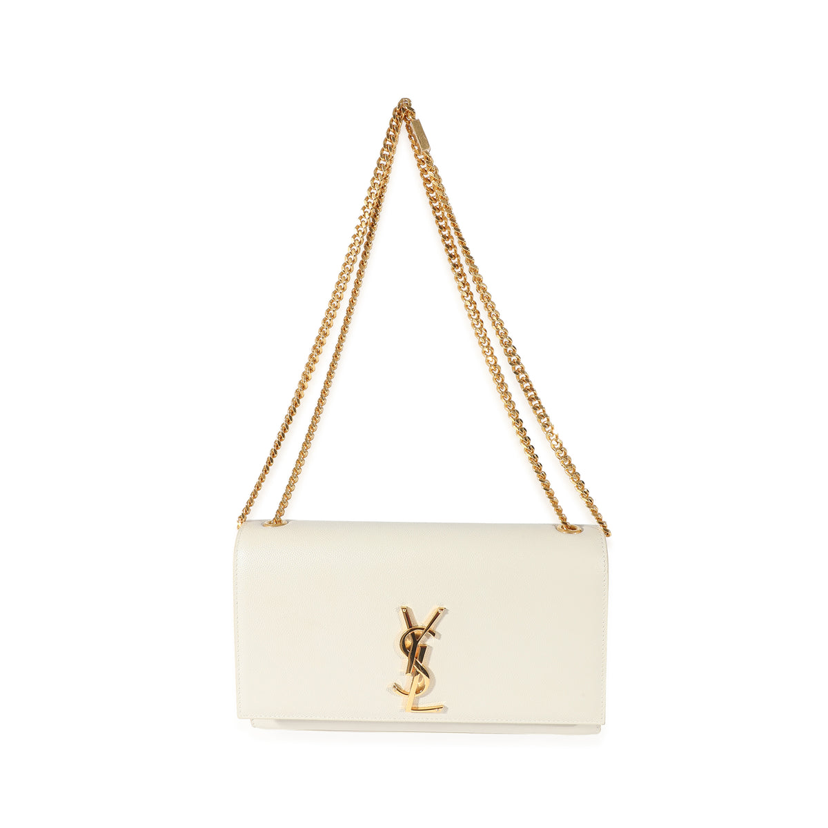 Saint Laurent Blanc Grain De Poudre Medium Monogram Kate Bag