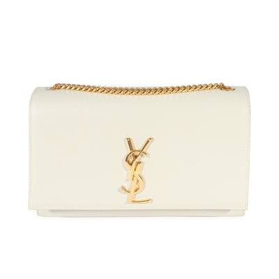 Saint Laurent Blanc Grain De Poudre Medium Monogram Kate Bag