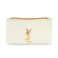 Saint Laurent Blanc Grain De Poudre Medium Monogram Kate Bag