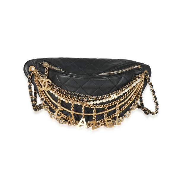 Chanel Black Quilted Lambskin All About Chains Waist Bag