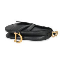 Christian Dior Black Grained Calfskin Mini Saddle Bag