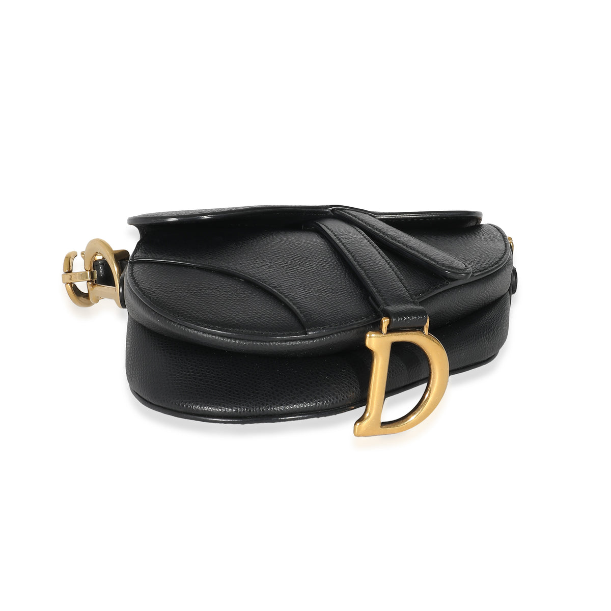 Christian Dior Black Grained Calfskin Mini Saddle Bag