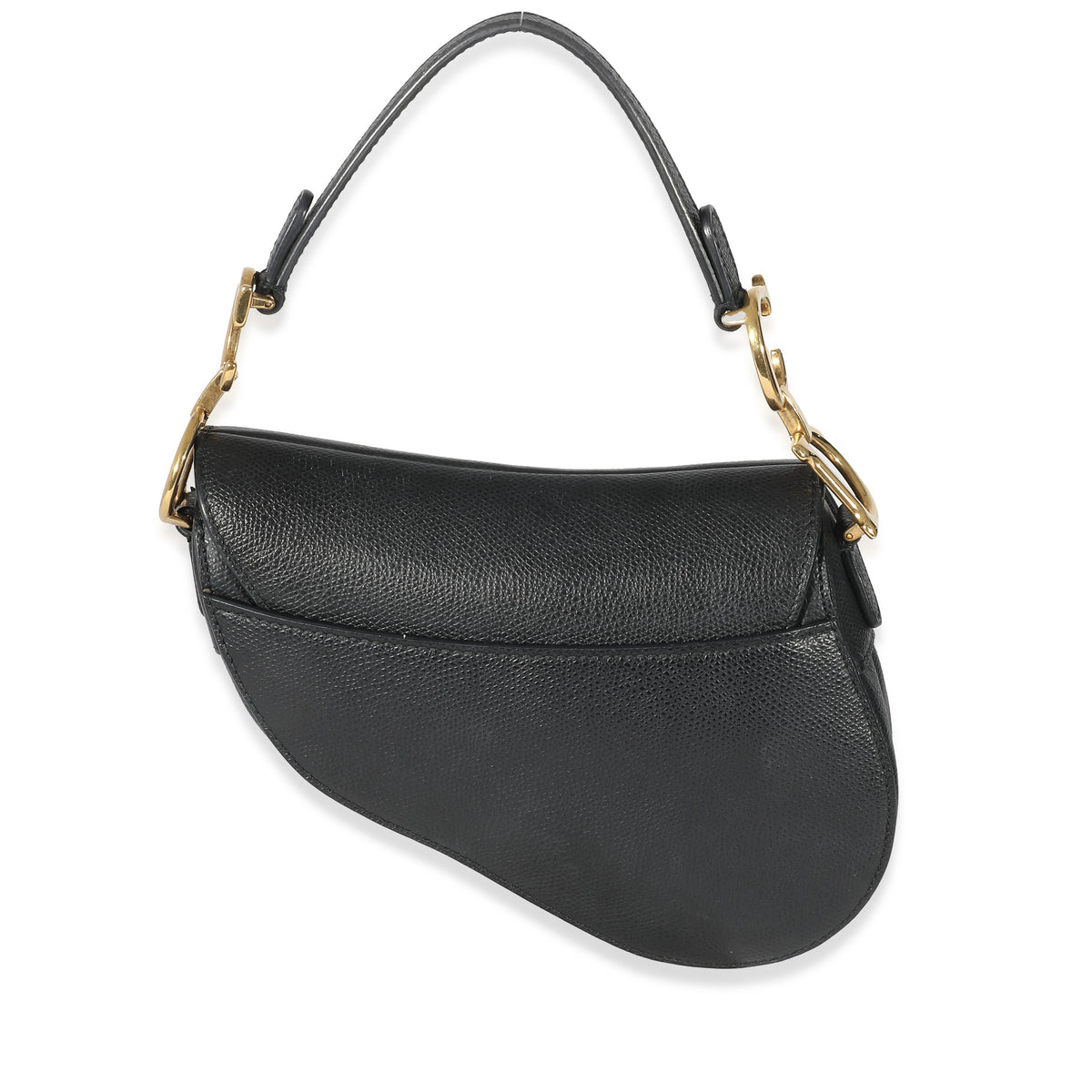 Christian Dior Black Grained Calfskin Mini Saddle Bag