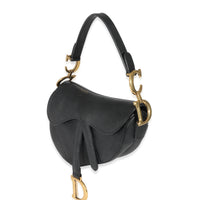 Christian Dior Black Grained Calfskin Mini Saddle Bag