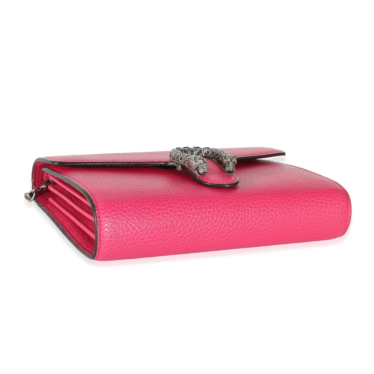 Gucci Pink Dollar Calfskin Crystal Mini Dionysus Chain Wallet