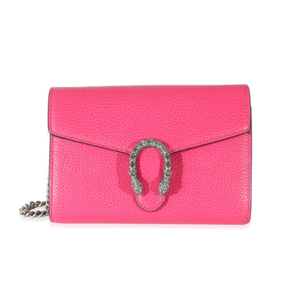 Gucci Pink Dollar Calfskin Crystal Mini Dionysus Chain Wallet