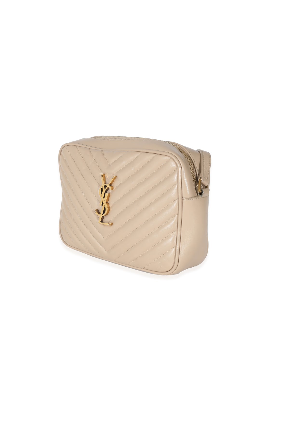 Saint Laurent Beige Quilted Leather Medium Lou Camera Bag