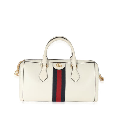 Gucci Mystic White Textured Calfskin Ophidia Medium Boston Bag