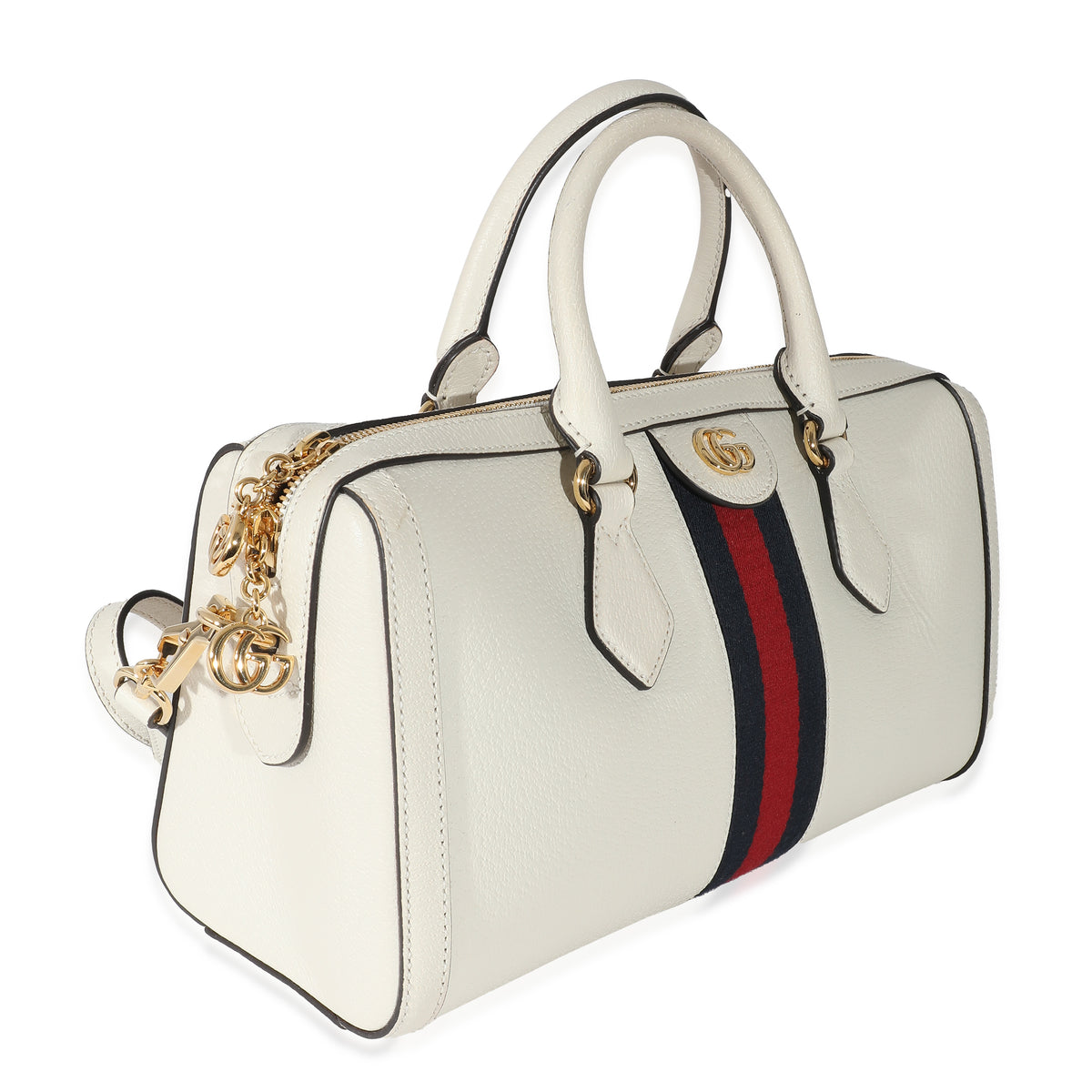 Gucci Mystic White Textured Calfskin Ophidia Medium Boston Bag