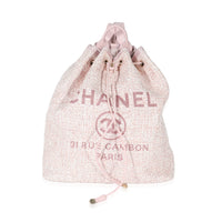 Chanel Metallic Pink Mixed Fibres Large Deauville Drawstring Backpack