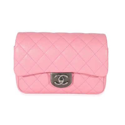 Chanel Pink Quilted Goatskin Small Double Carry Flap Bag