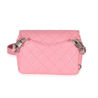 Chanel Pink Quilted Goatskin Small Double Carry Flap Bag