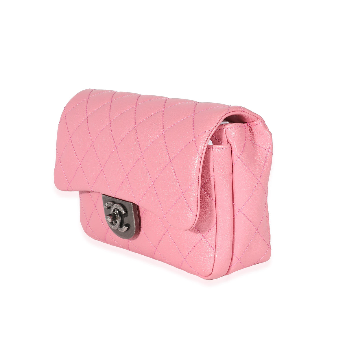 Chanel Pink Quilted Goatskin Small Double Carry Flap Bag