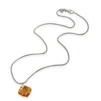 David Yurman Capri Citrine Pendant & Box Chain 18K Yellow Gold/Sterling Silver