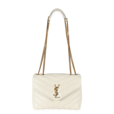 Saint Laurent Ivory Quilted Calfskin Small Loulou Bag