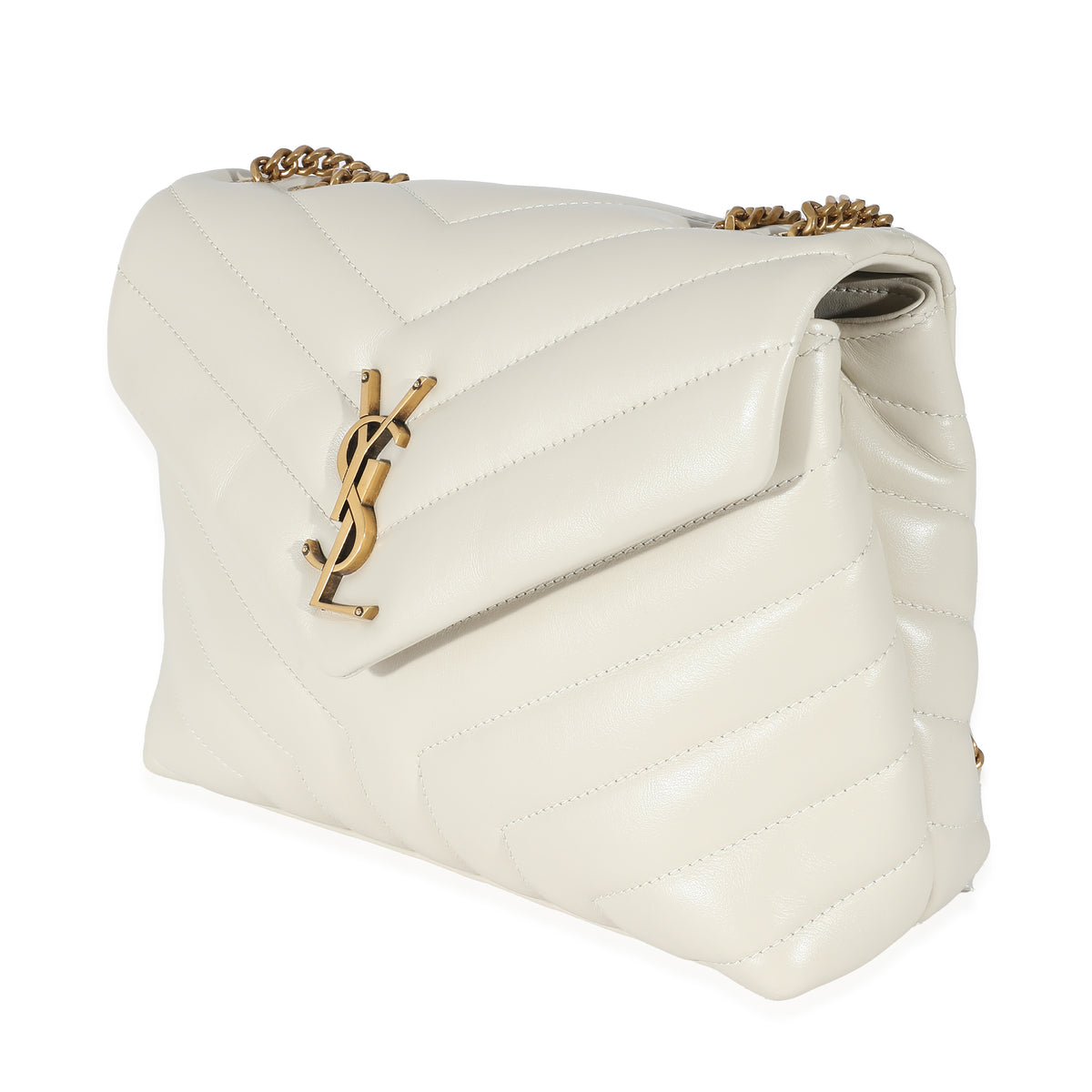 Saint Laurent Ivory Quilted Calfskin Small Loulou Bag