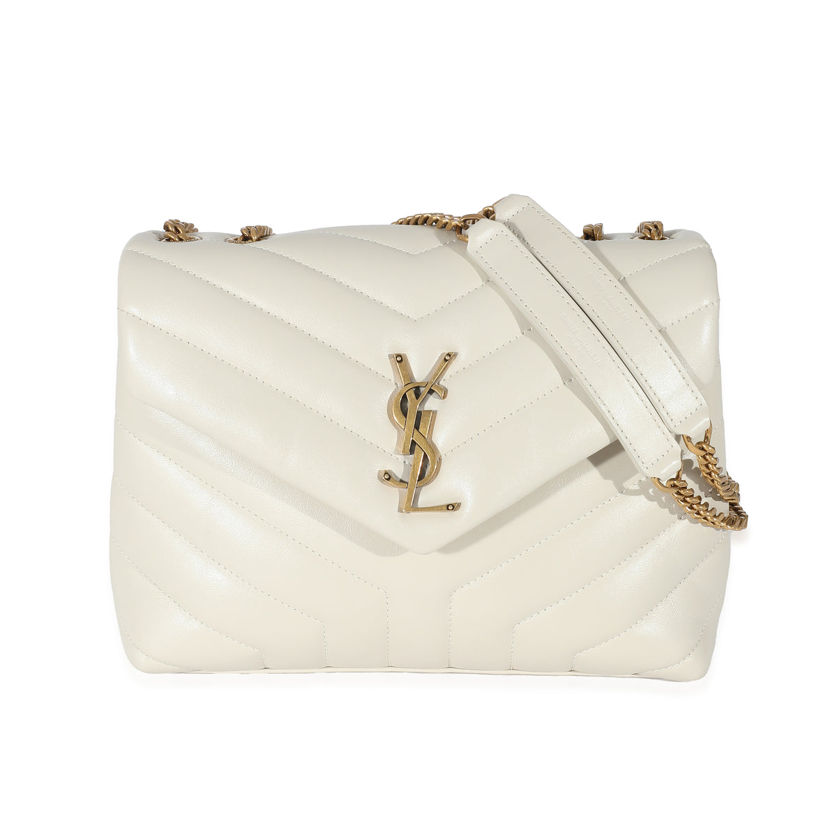 Saint Laurent Ivory Quilted Calfskin Small Loulou Bag