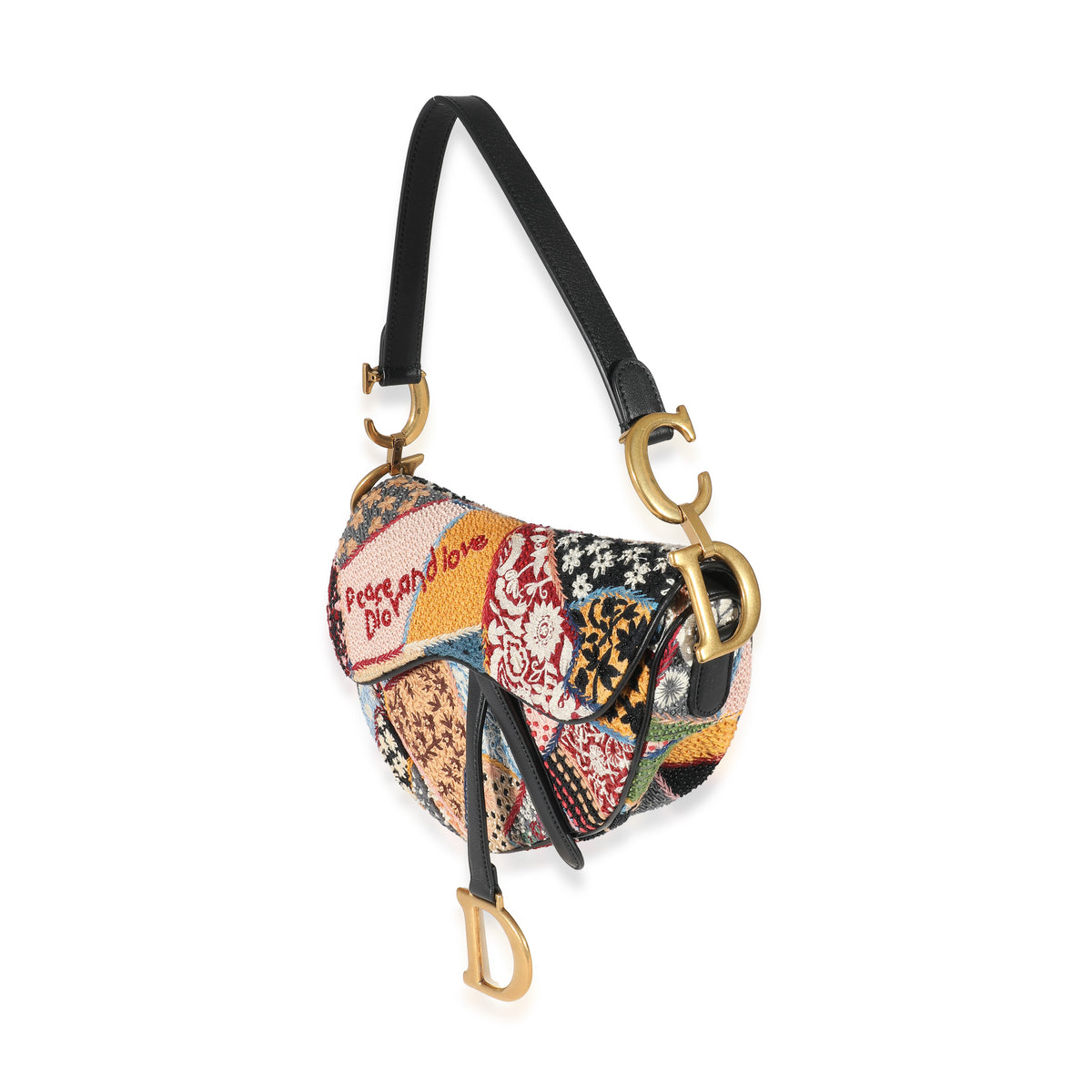 Christian Dior Beaded Multicolor Peace And Love Patchwork Saddle Bag | myGemma | Item #135235 Christian Dior Beaded Multicolor Peace And Love Patchwork Saddle Bag | myGemma | Item #135235
