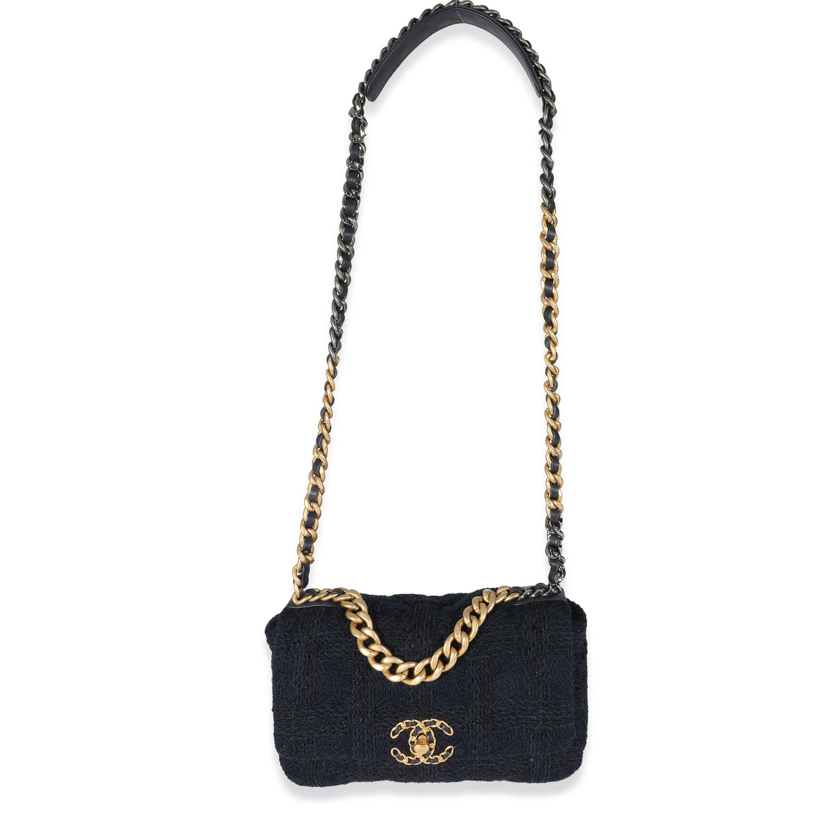 Chanel Navy Metallic Tweed Chanel 19 Flap Bag myGemma Item 135238