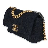 Chanel Navy Metallic Tweed Chanel 19 Flap Bag