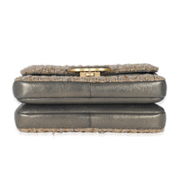 Chanel 19A Gold Metallic Tweed CC Clasp Flap Bag