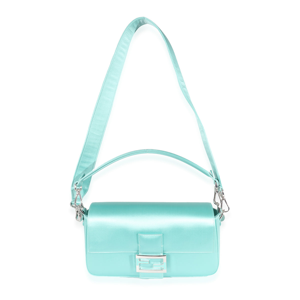 Fendi x Tiffany & Co Blue Silk Medium Baguette Bag