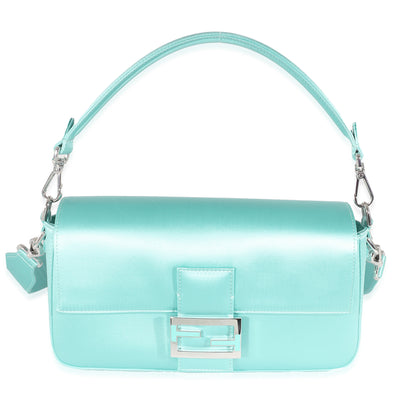 Fendi x Tiffany & Co Blue Silk Medium Baguette Bag