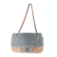 Chanel Pastel Tricolour Quilted Shearling Medium Flap Bag