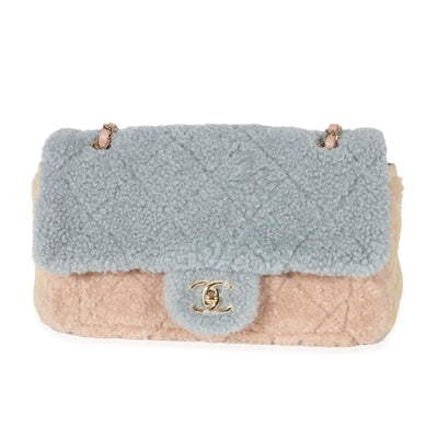 Chanel Pastel Tricolour Quilted Shearling Medium Flap Bag