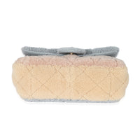 Chanel Pastel Tricolour Quilted Shearling Medium Flap Bag