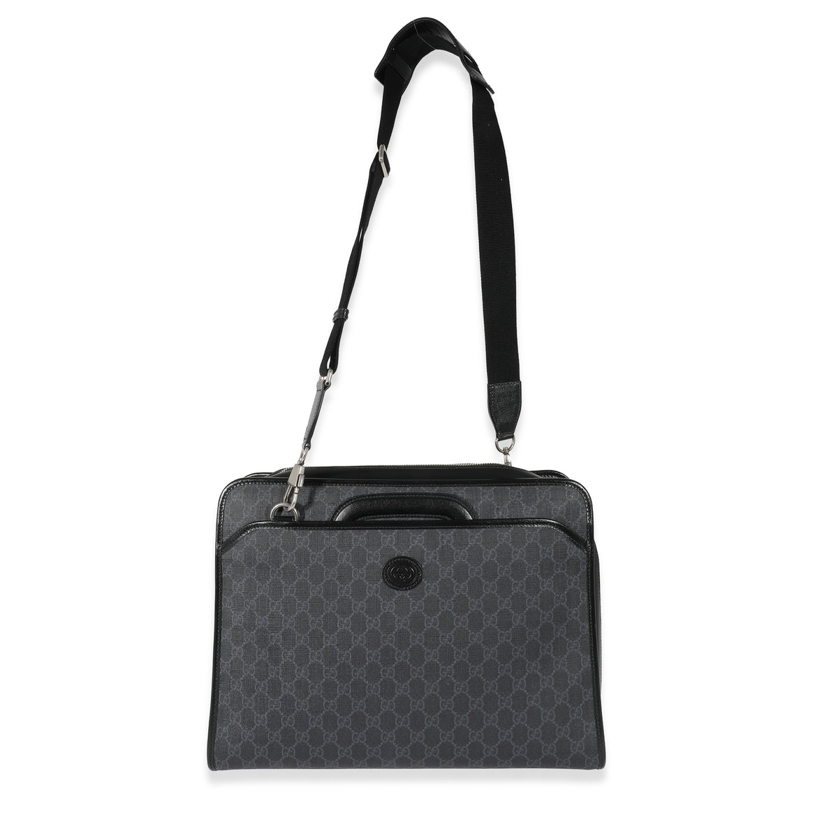 Gucci Black GG Supreme Canvas Interlocking G Briefcase