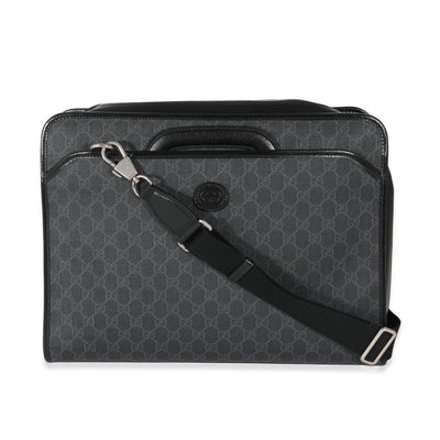 Gucci Black GG Supreme Canvas Interlocking G Briefcase