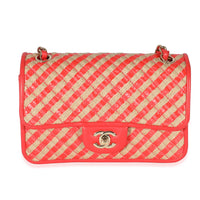 Chanel Coral Raffia Jute Striped Small Urban Jungle Single Flap Bag