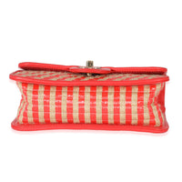 Chanel Coral Raffia Jute Striped Small Urban Jungle Single Flap Bag