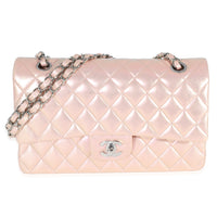 Chanel Pink Iridescent Quilted Lambskin Medium Classic Double Flap Bag
